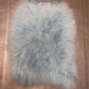 Christian Cowan x max one Blue furry Knit dog sweater with Faux Fur